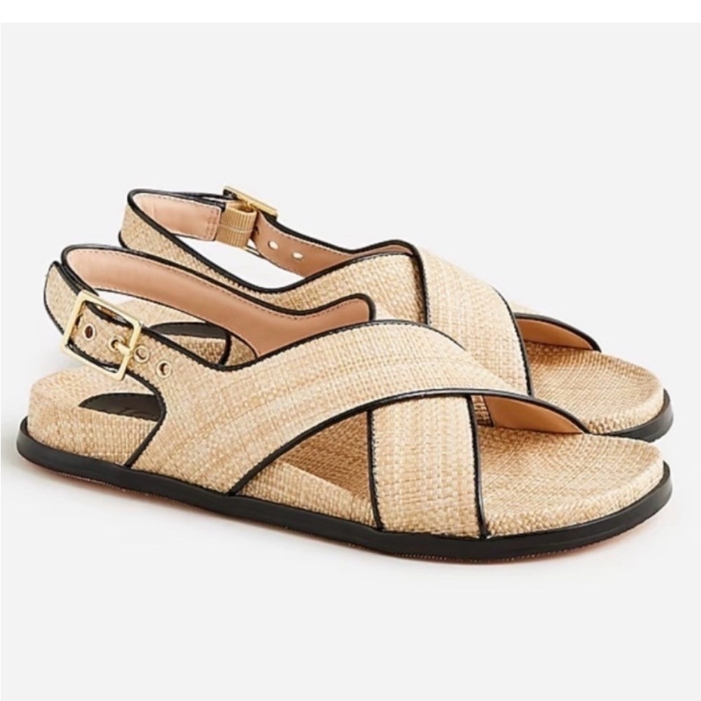 J. Crew Raffia Buckle Sandals